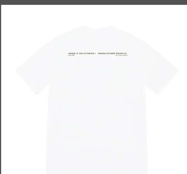 Banner sleeved S White Logo Warning L 22FW M Tee T-shirt Short Black XL and Warning 0810